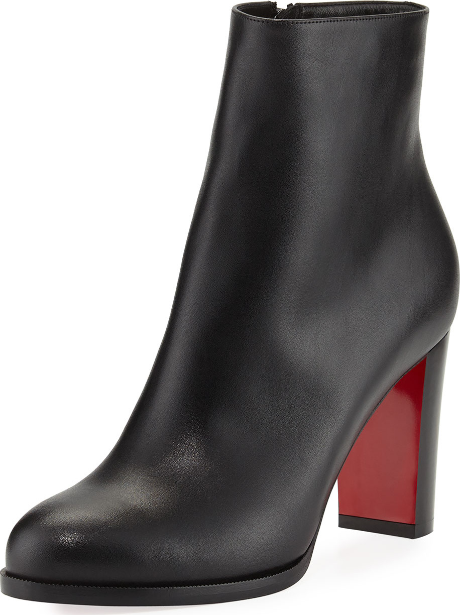 Christian Louboutin Adox Leather Block-Heel Red Sole Boot