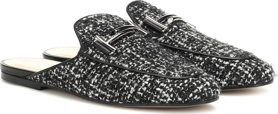 Tod's Double T tweed slippers