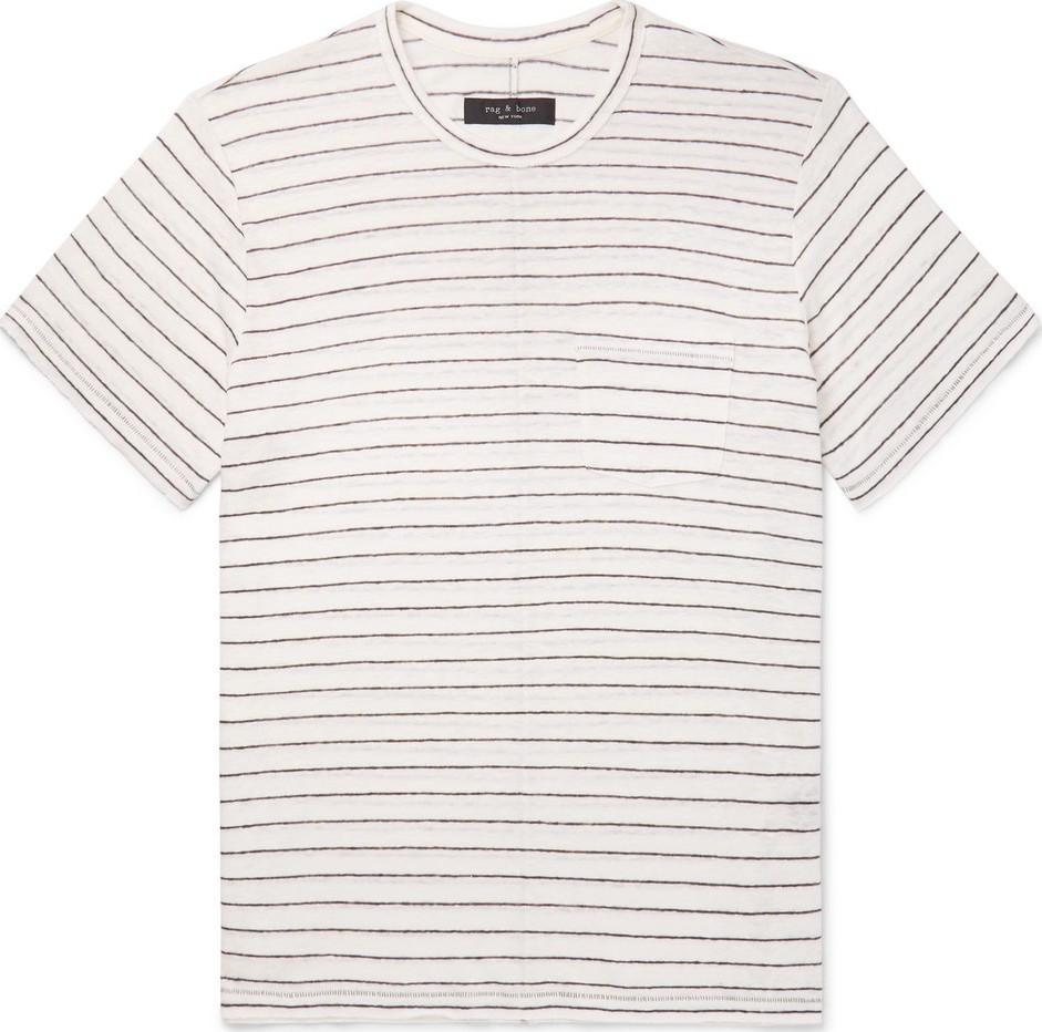 Rag & Bone Striped Slub Linen-Jersey T-Shirt