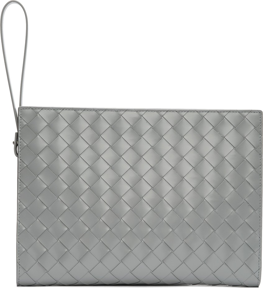 Bottega Veneta Grey Intrecciato Small Document Holder