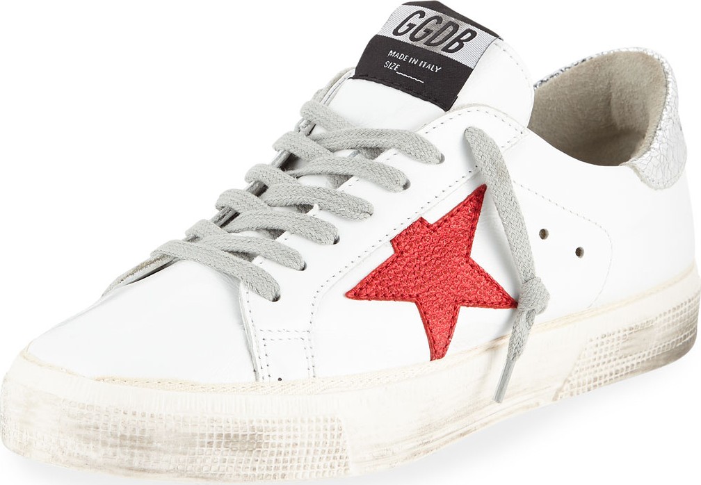 Golden Goose Deluxe Brand May Leather Red-Star Sneakers