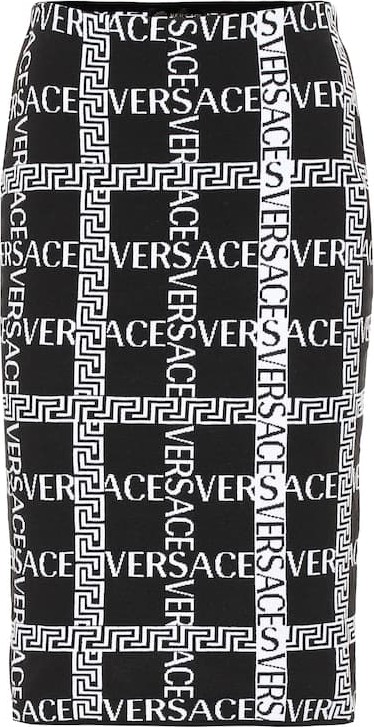Versace Logo stretch-cotton pencil skirt