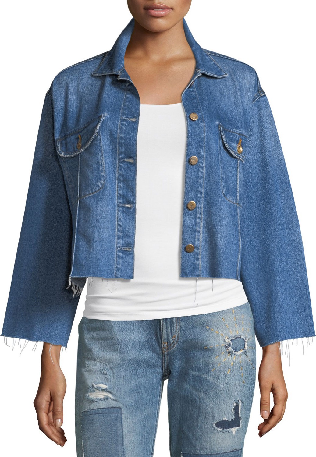 Acynetic Frida Deconstructed Cropped Denim Jacket