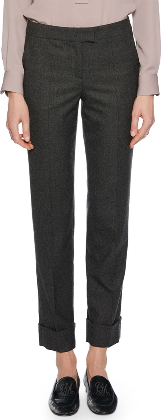 Giorgio Armani Cashmere Straight-Leg Cuffed Pants