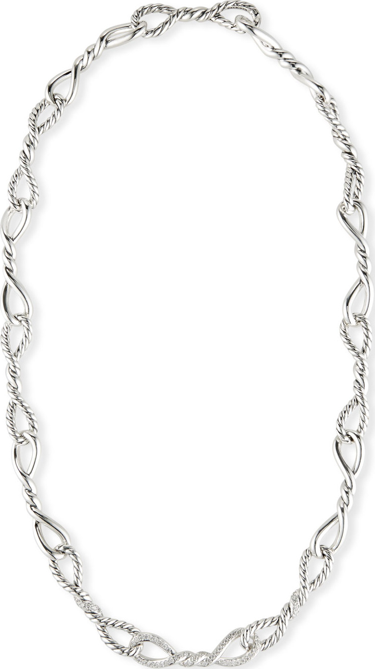 David Yurman Continuance Silver Diamond & Link Necklace, 17"