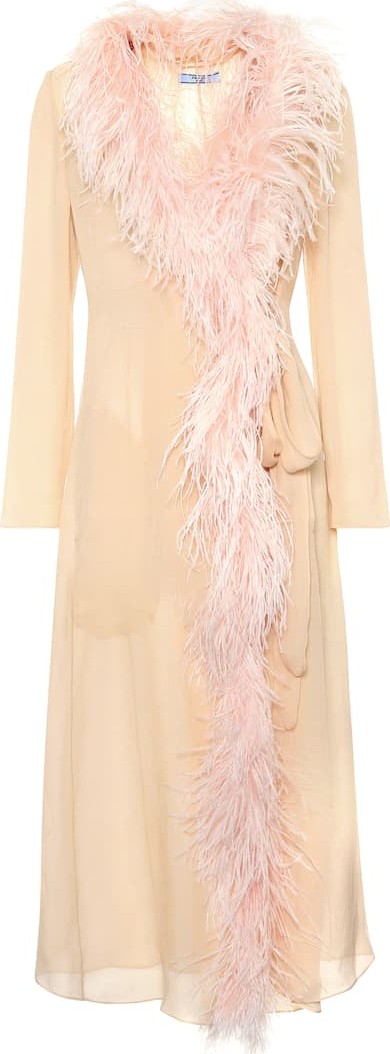 Prada Feather-trimmed silk coat