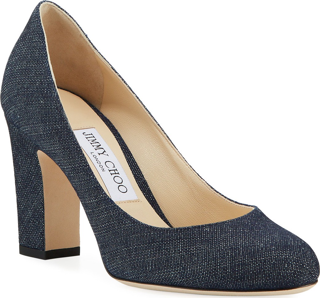 Jimmy Choo Billie Denim Block-Heel Pumps