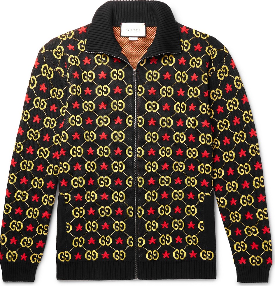 Gucci Logo-Jacquard Cotton Zip-Up Cardigan