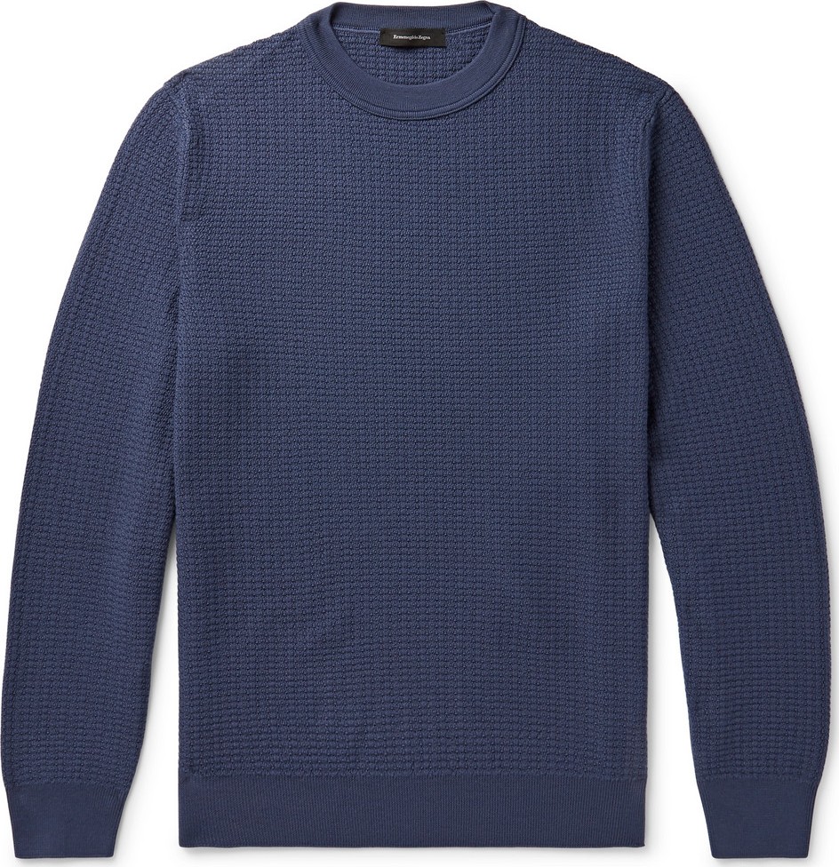 Ermenegildo Zegna Waffle-Knit Wool and Cashmere-Blend Sweater