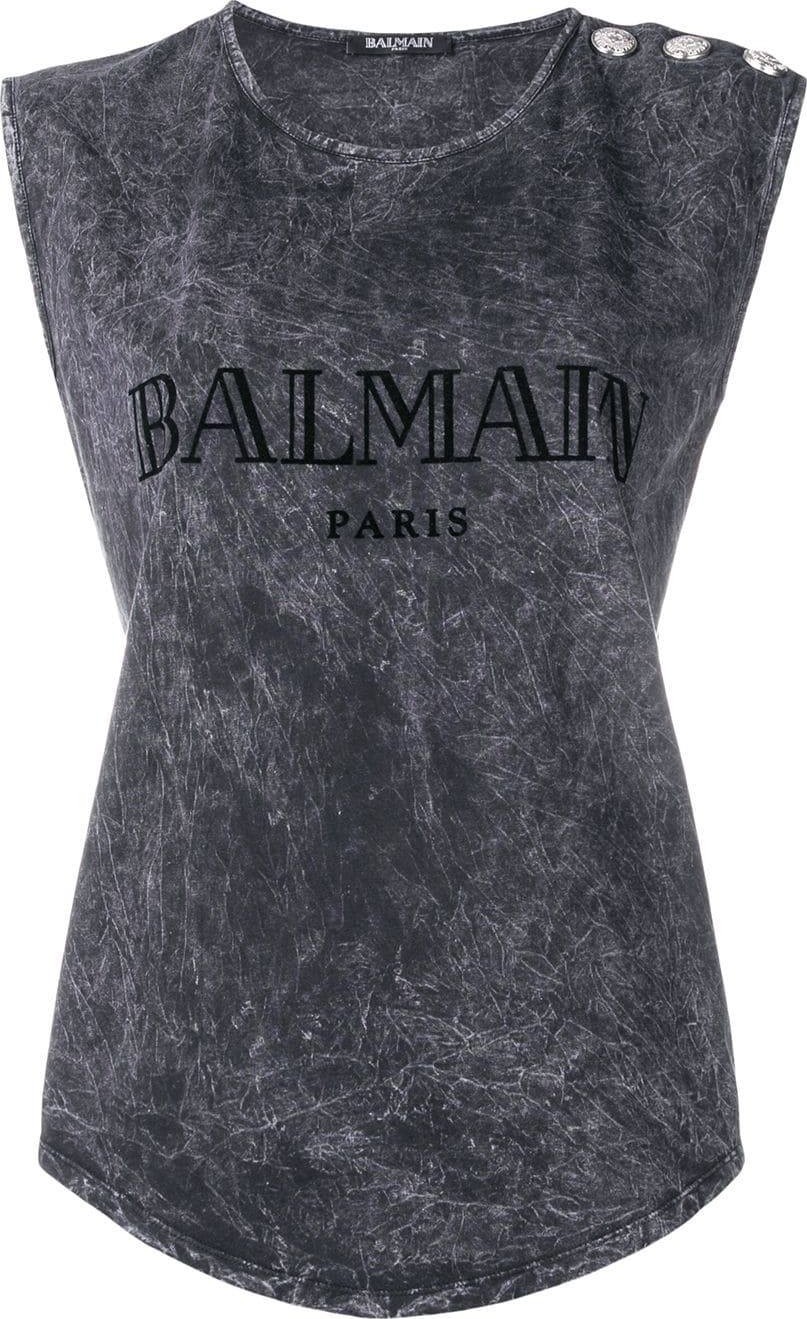 Balmain Bleach effect logo tank top