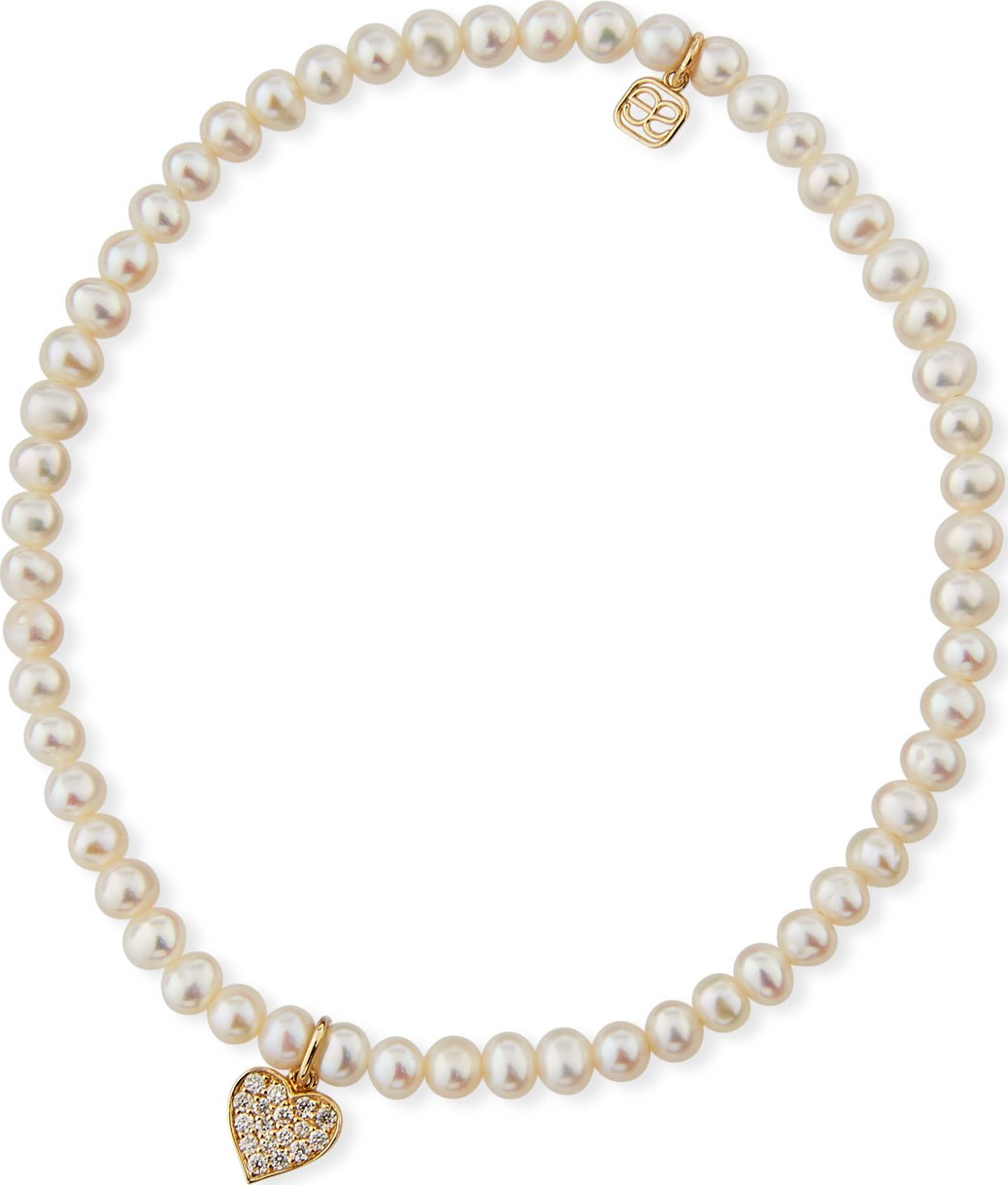 Sydney Evan 14k Pearl & Diamond Heart Bracelet