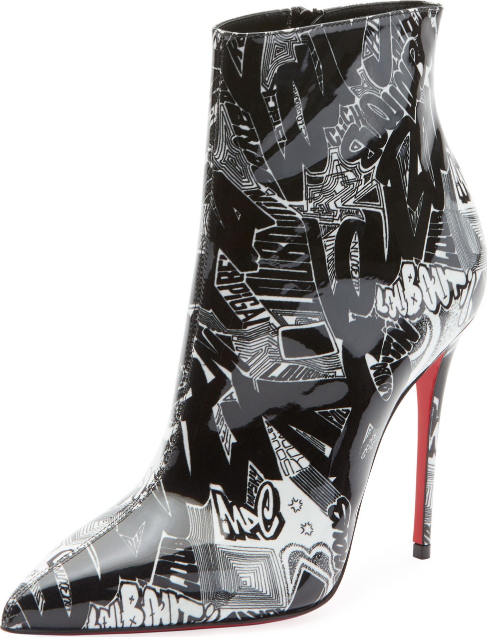 Christian Louboutin So Kate 100 Patent Nicograf Red Sole Booties