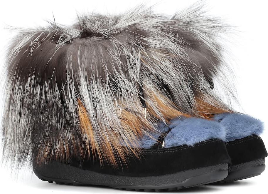 Yves Salomon x Moon Boot® mink fur ankle boots