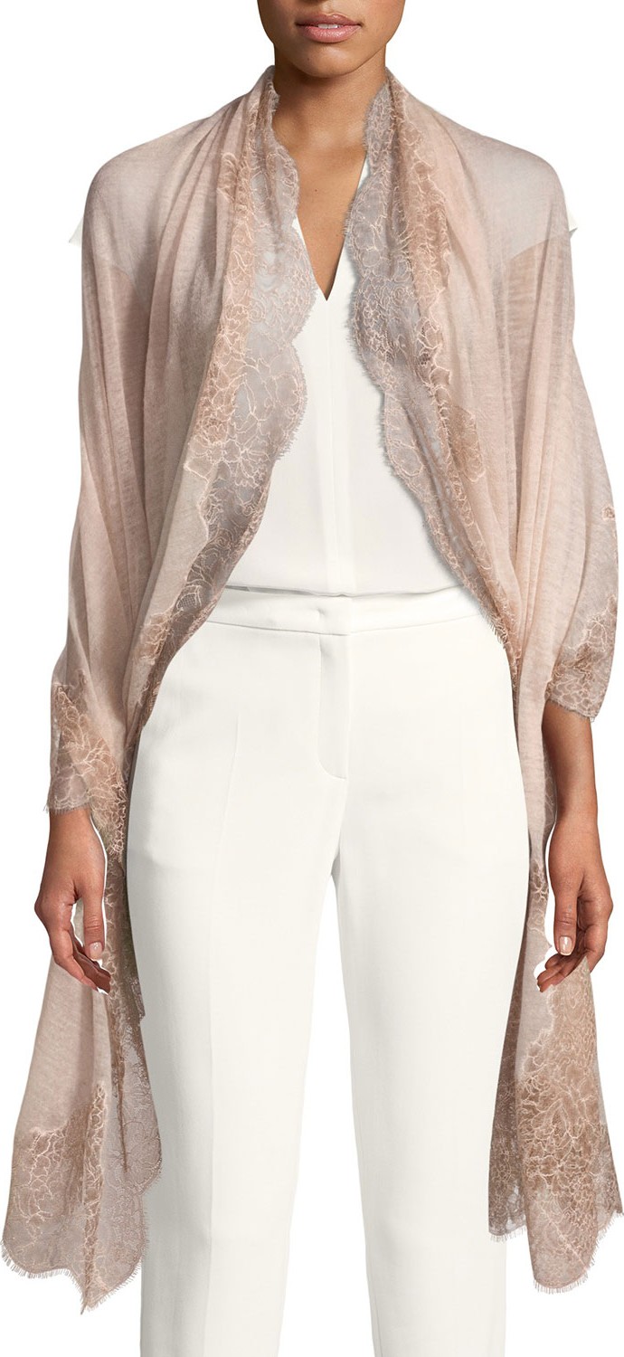 Faliero Sarti Malena Lace-Trim Shawl