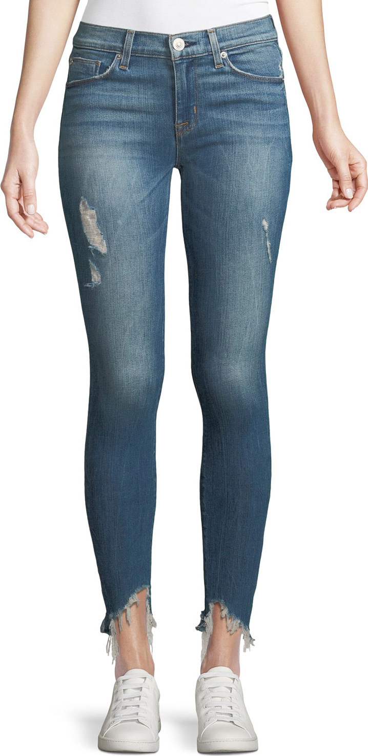Hudson Nico Mid-Rise Skinny Jeans w/ Raw Zip Hem
