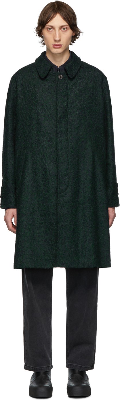 Schnayderman's Black & Green Oversized Bouclé Coat