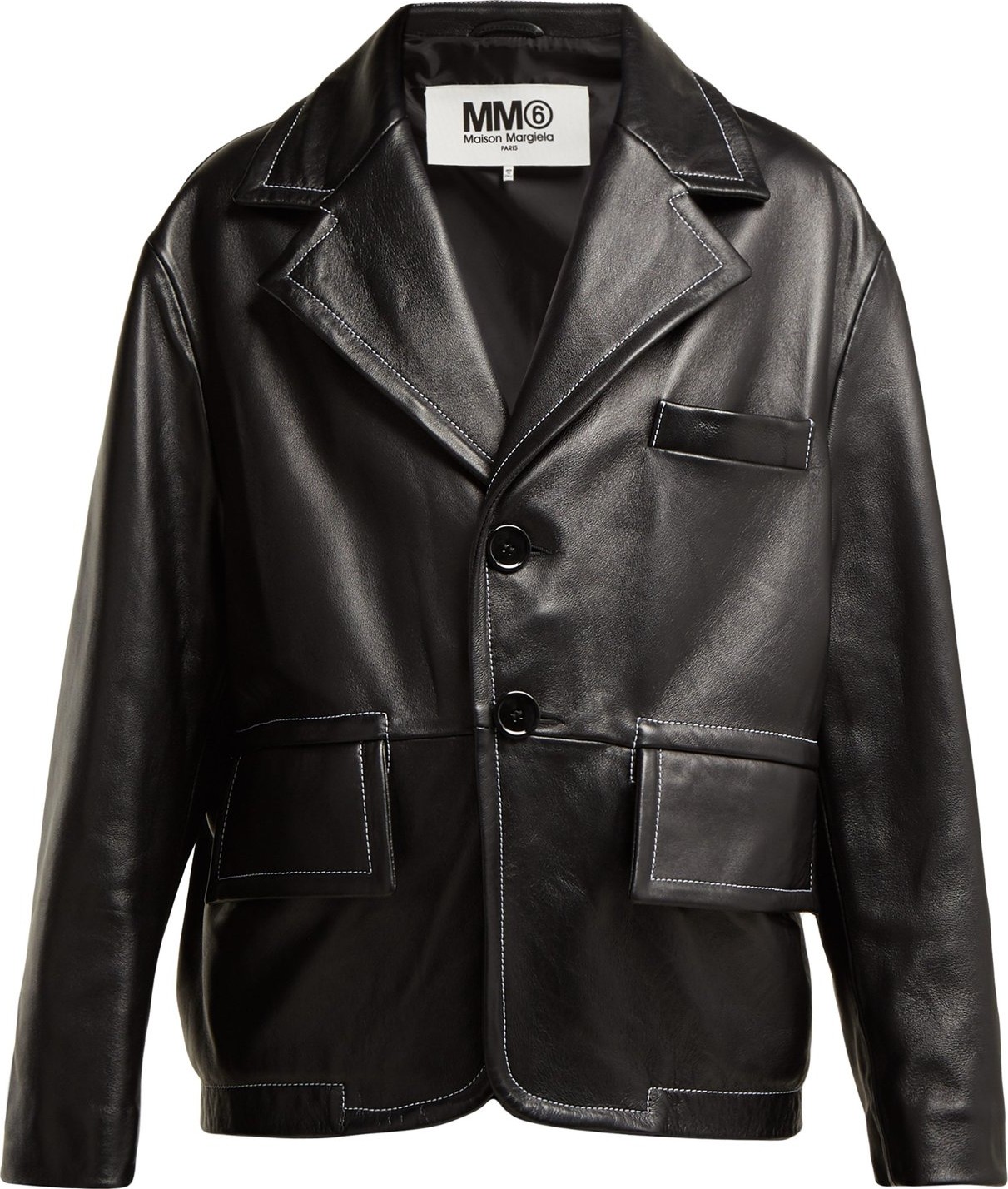 MM6 Maison Margiela Single-breasted leather blazer