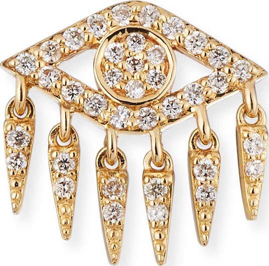 Sydney Evan 14k Diamond Evil Eye Fringe Earring (Single)