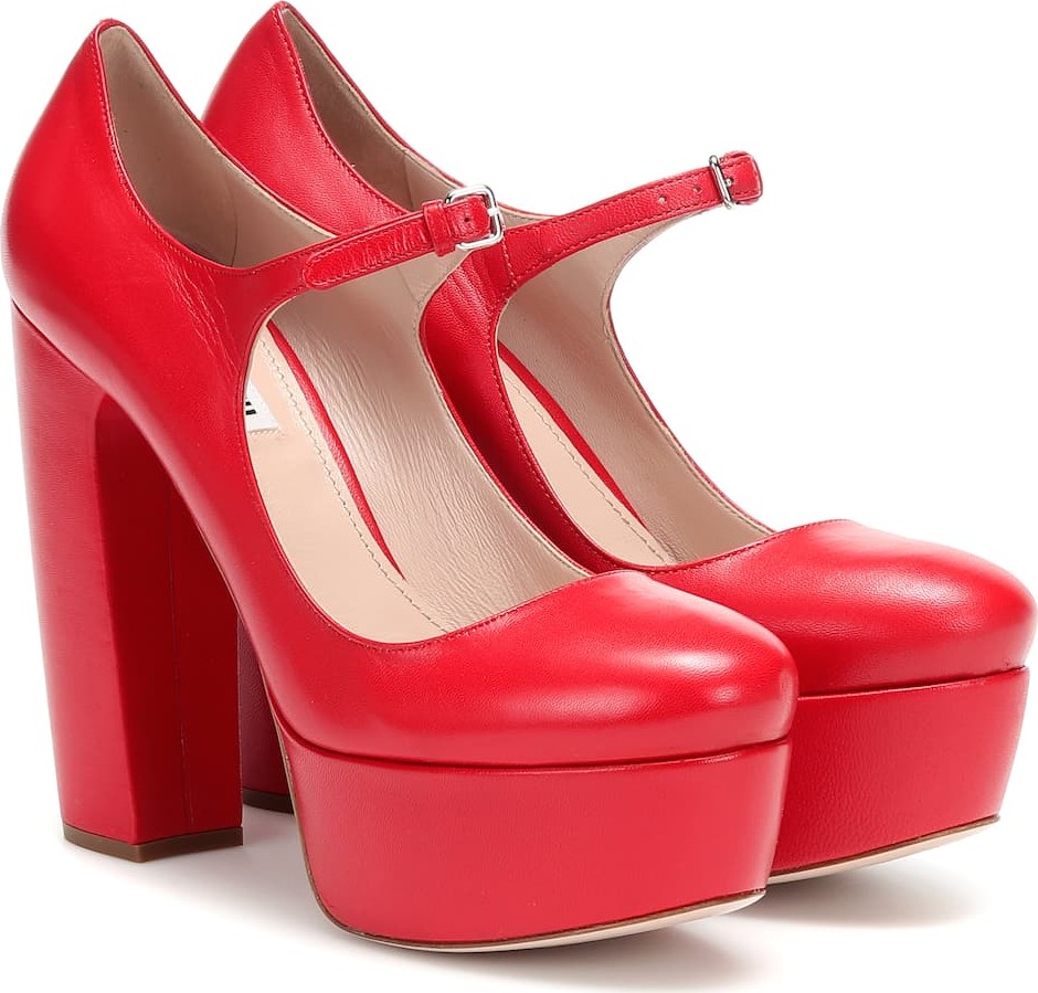 Miu Miu Leather Mary Jane platform pumps