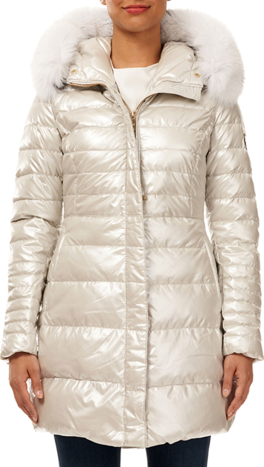 Gorski Apres-Ski Quilted Puffer Jacket w/ Detachable Fox-Fur Hood Trim Gorski Apres-Ski Quilted Puffer Jacket w/ Detachable Fox-Fur Hood Trim