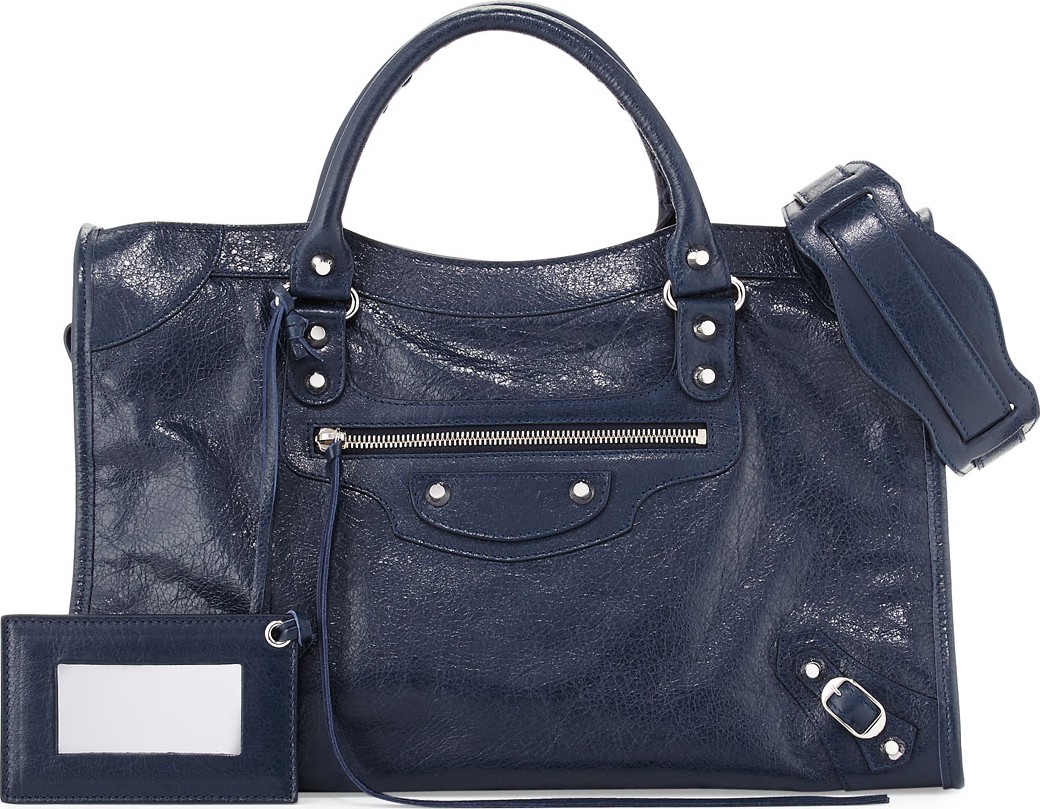 Balenciaga Classic City Lambskin Shoulder Bag, Blue