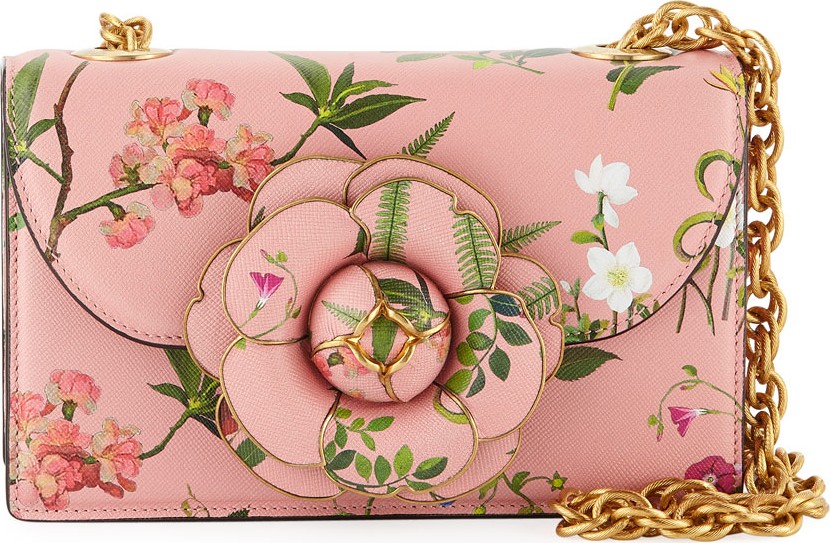 Oscar De La Renta Tro Flower Printed Crossbody Bag