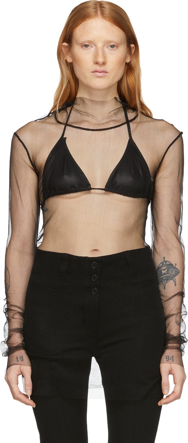 Ann Demeulemeester Black Mesh Turtleneck