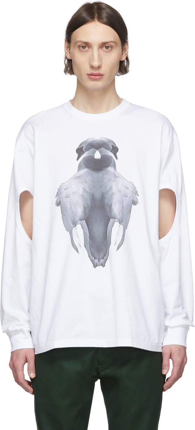 Burberry London England White Print Long Sleeve T-Shirt