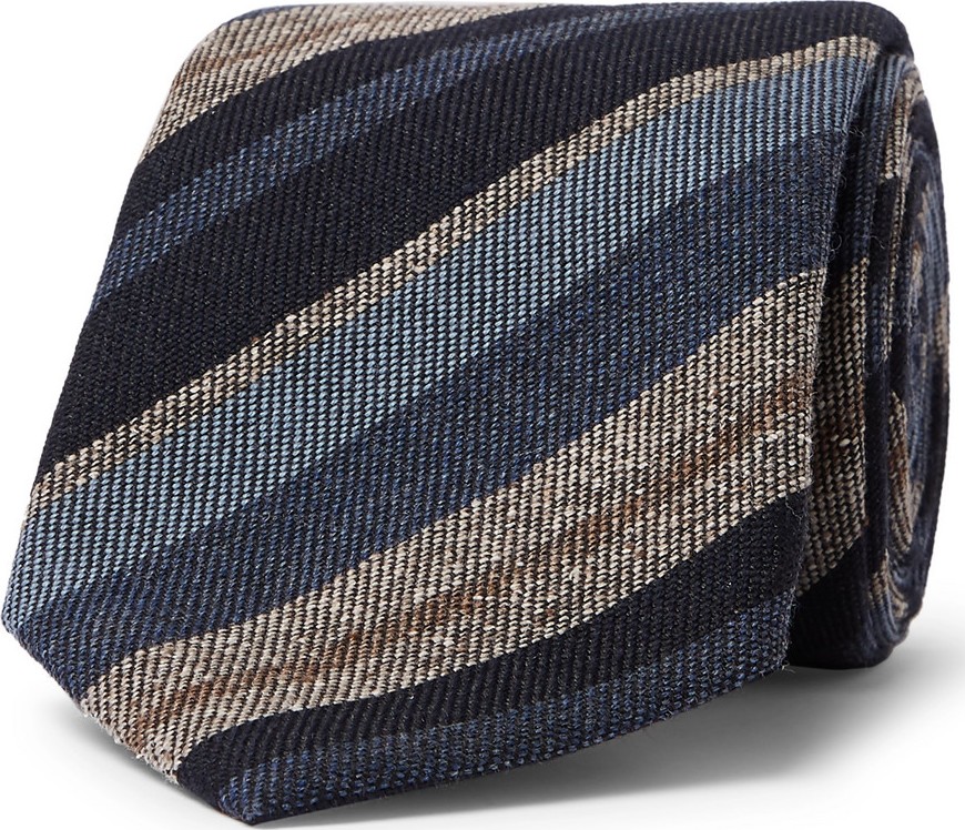 Brioni 8cm Striped Wool and Silk-Blend Tie