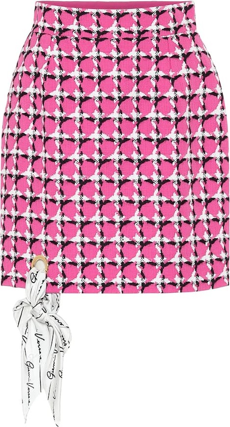 Versace Cotton and wool tweed miniskirt