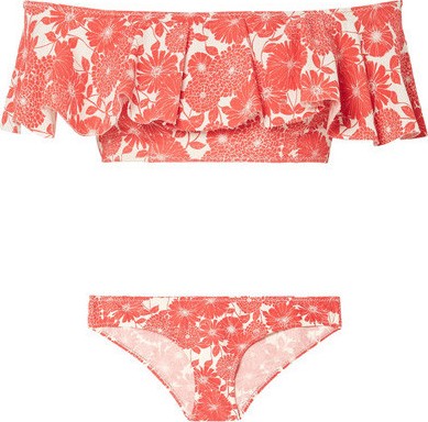 Lisa Marie Fernandez Mira Flounce off-the-shoulder printed bikini to