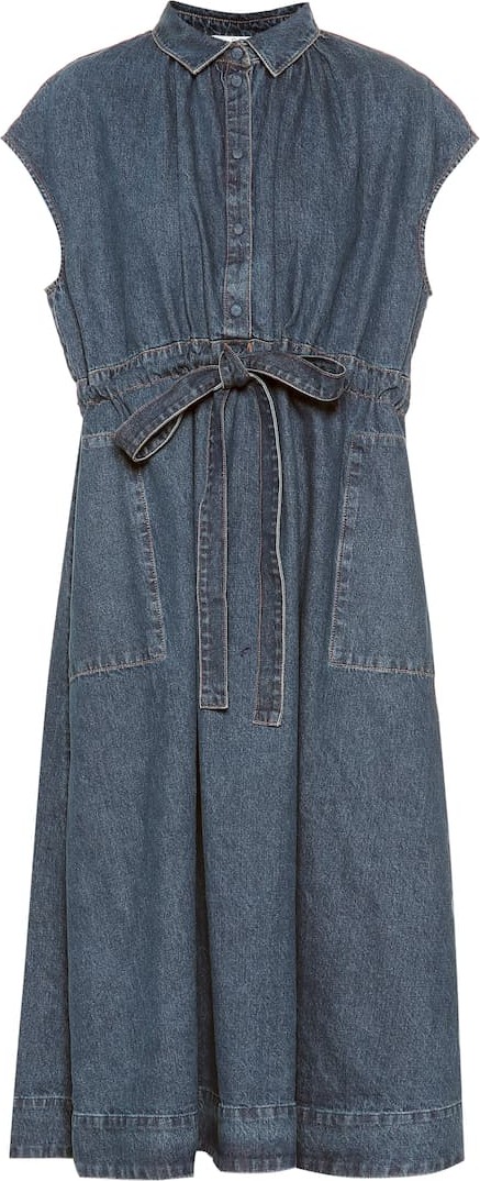 Co Drawstring-waist denim dress
