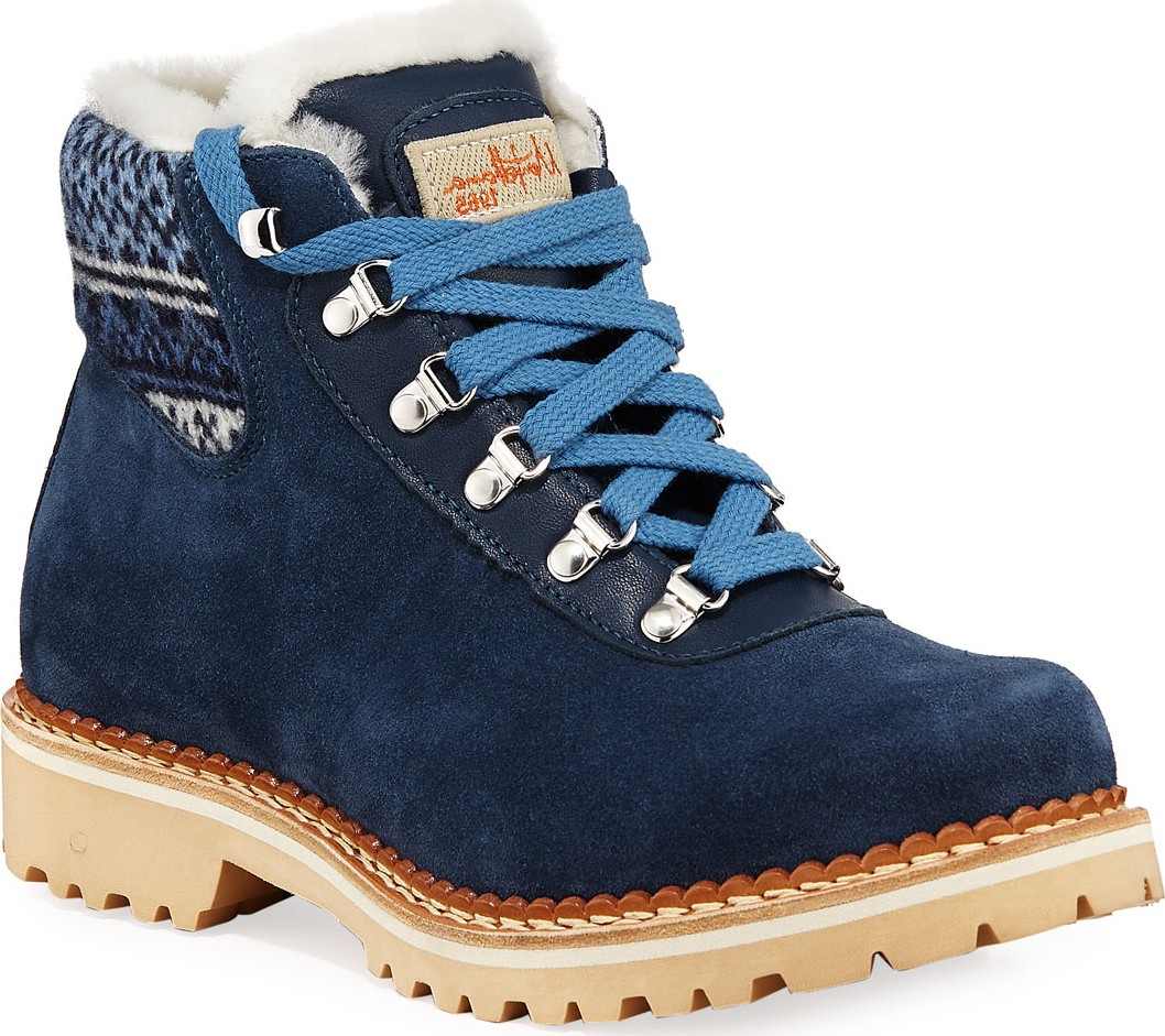 La Montelliana Clara Suede and Jacquard Boots