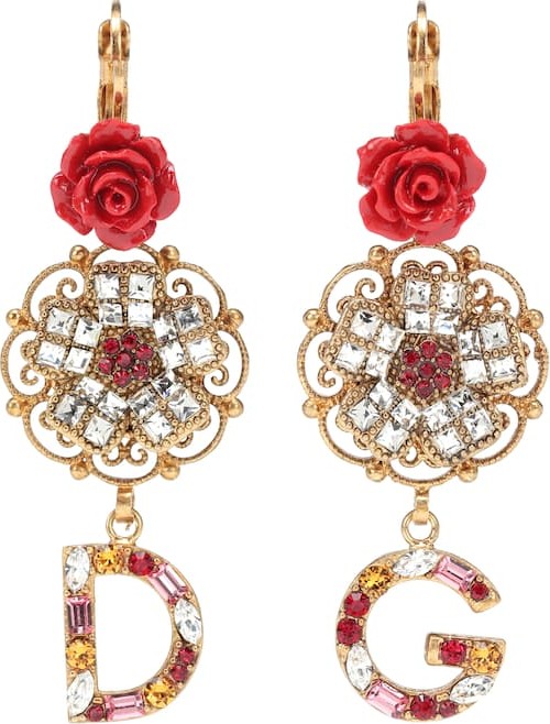 Dolce & Gabbana Crystal and resin floral earrings