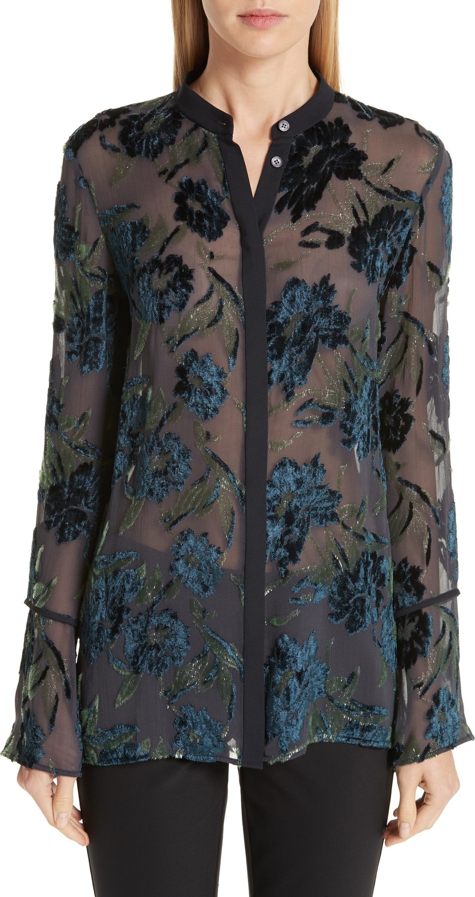 Lafayette 148 New York Nicolette Velvet Devoré Blouse