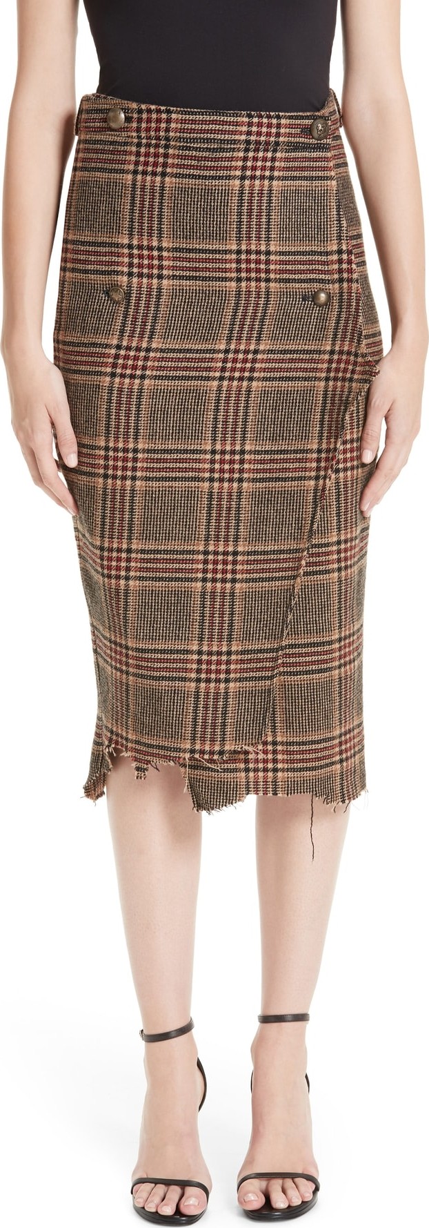 Vetements Distressed Wool Pencil Skirt