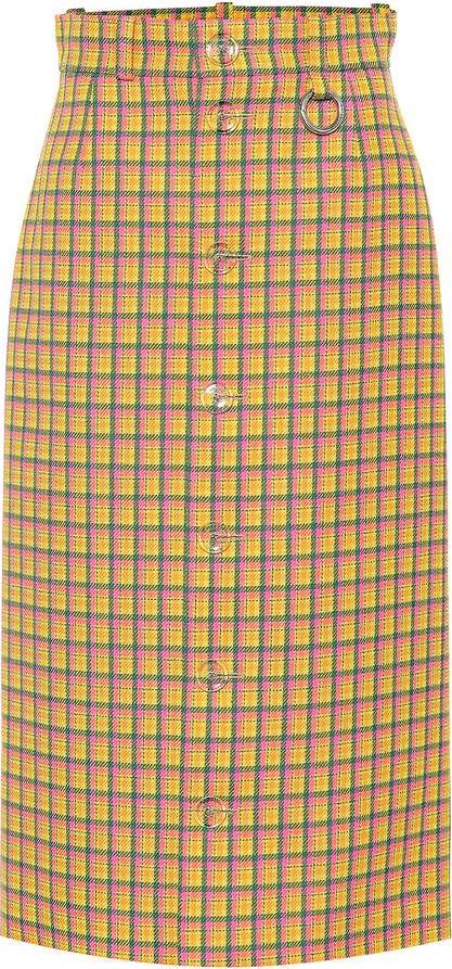 Balenciaga Checked wool midi skirt