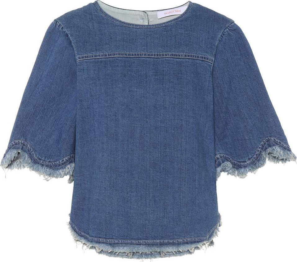 See By Chloé Scalloped denim top
