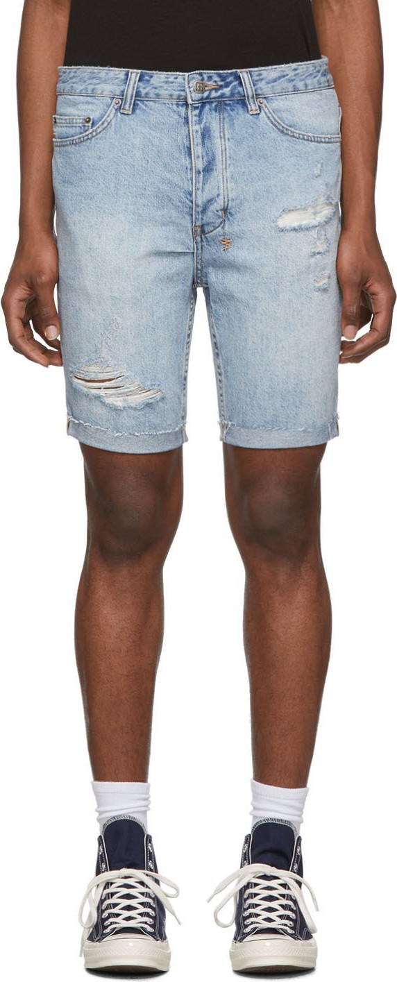 Ksubi Blue Denim Chopper Shorts