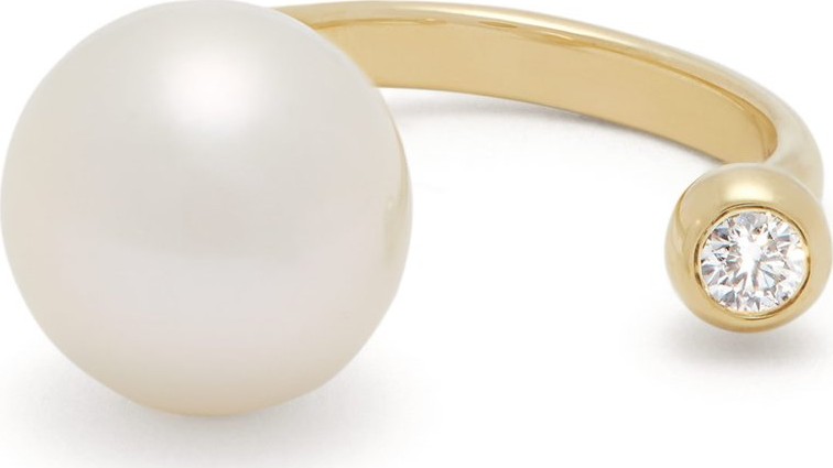 Mizuki Gold, diamond and pearl ring