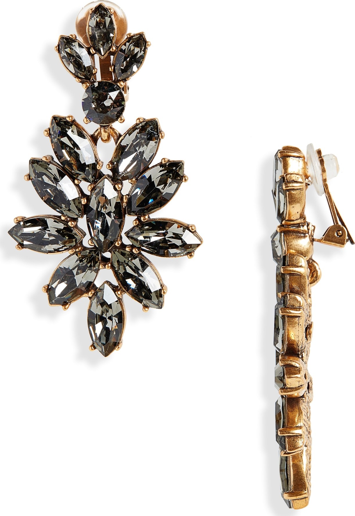 Oscar De La Renta Navette Crystal Earrings