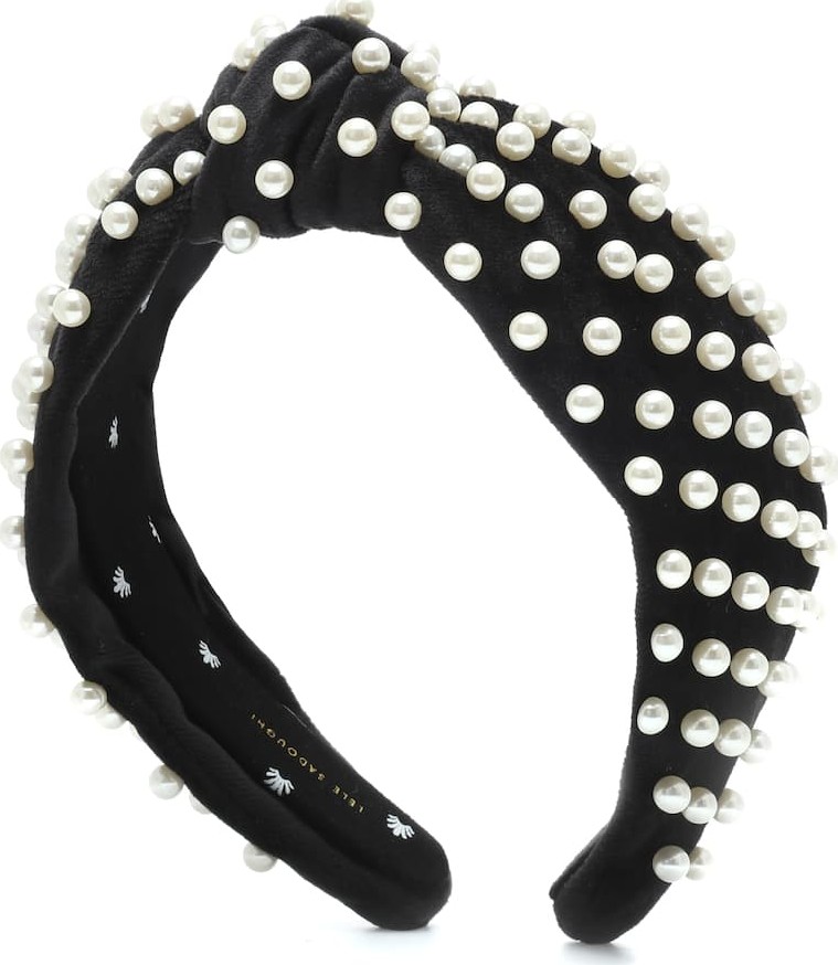 Lele Sadoughi Embellished velvet headband