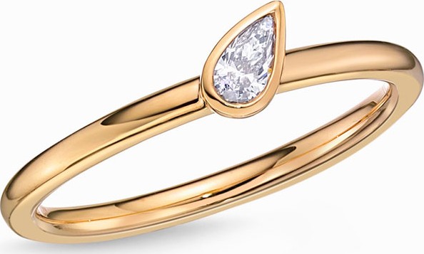 Memoire 18k Yellow Gold Pear Diamond Stack Ring, Size 6.5