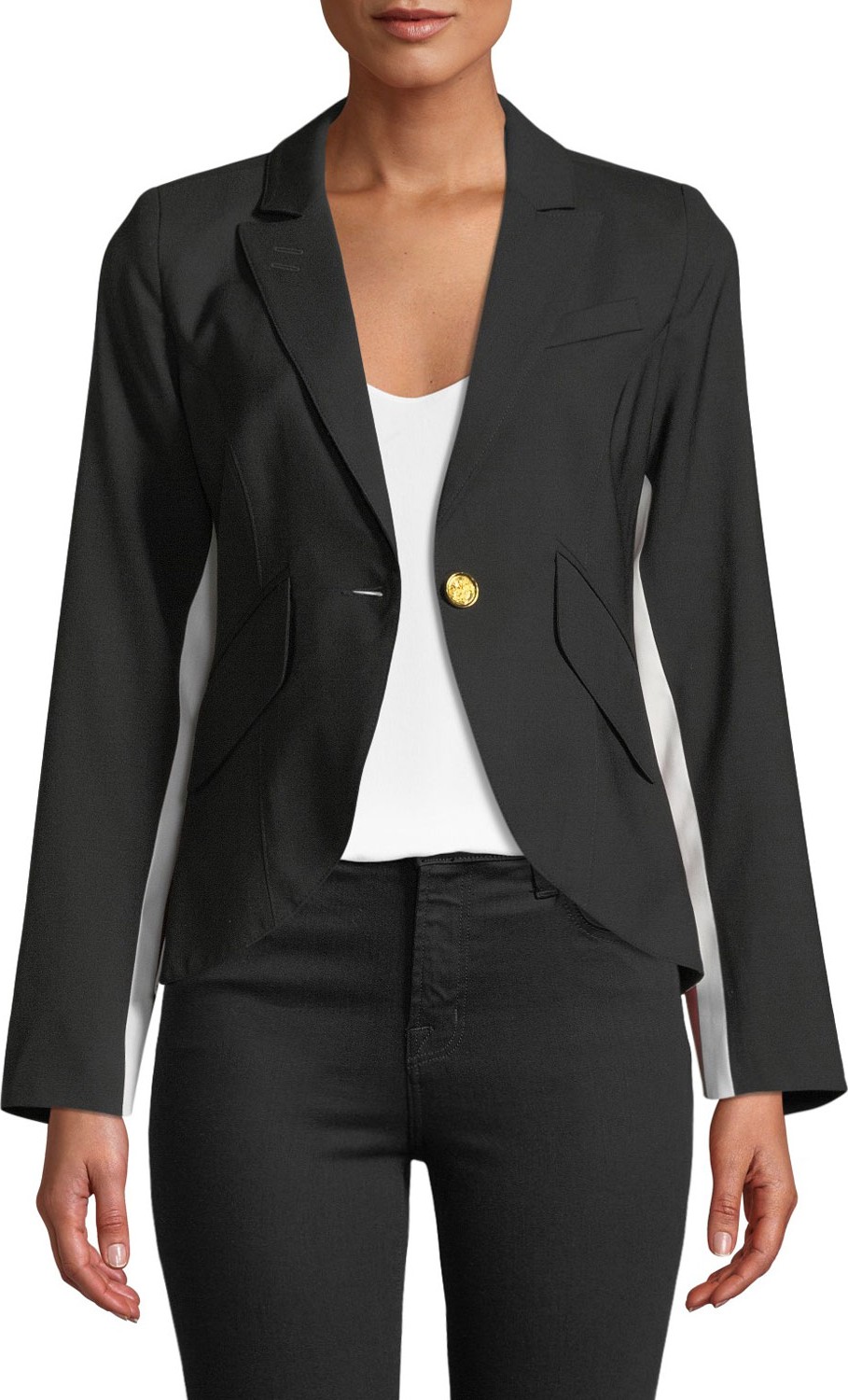 SMYTHE Racing Stripe Single-Button Wool Blazer