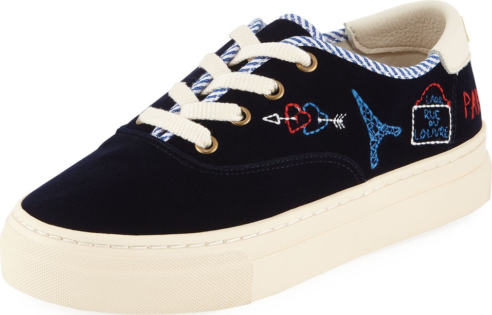 Soludos Paris Velvet Platform Sneakers