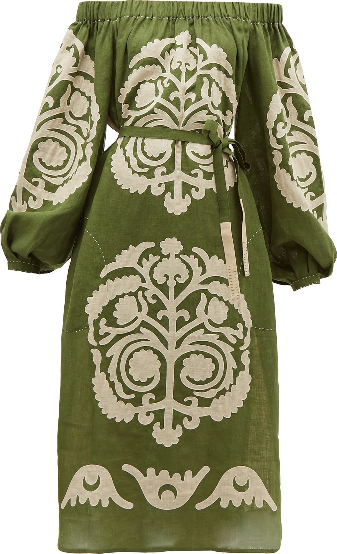 Vita Kin Palladium off-the-shoulder embroidered-linen dress