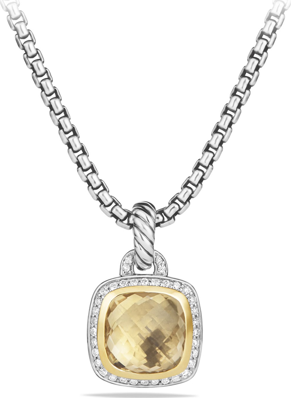 David Yurman Albion Pendant with Champagne Citrine and Diamonds with 18k Gold