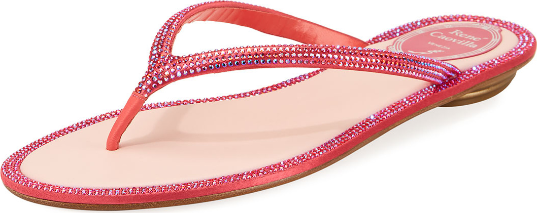 Rene Caovilla Flat Strass Thong Sandal