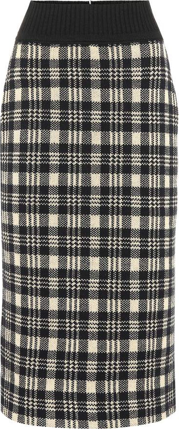 Dries Van Noten Checked wool midi skirt
