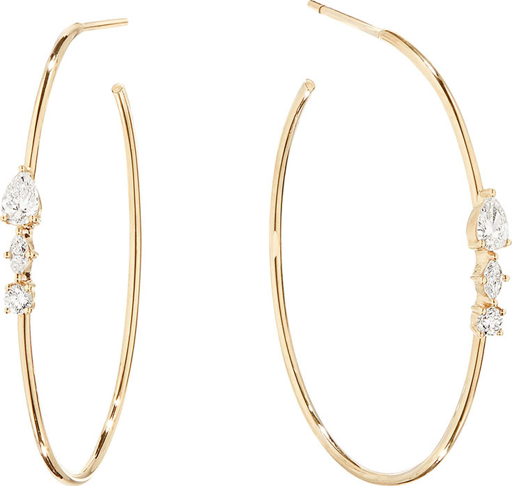 Lana Magic 14k Gold Diamond Cluster Hoop Earrings